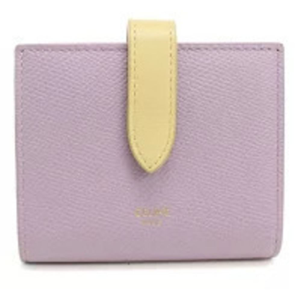 Celine Bi fold Wallet Compact Strap Purple